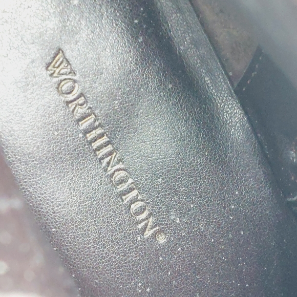 Worthington Brown Leather Stacked Heel Elastic Gore Ankle Boots V741 - Picture 9 of 12